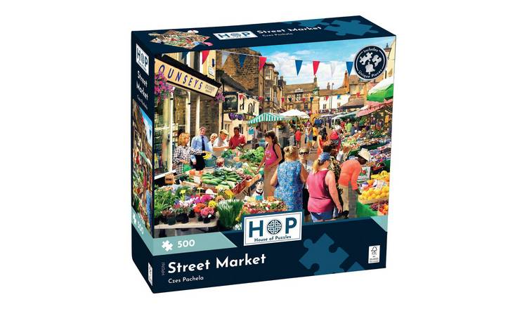 The House of Puzzles Street Market 500 Piece Jigsaw Puzzle