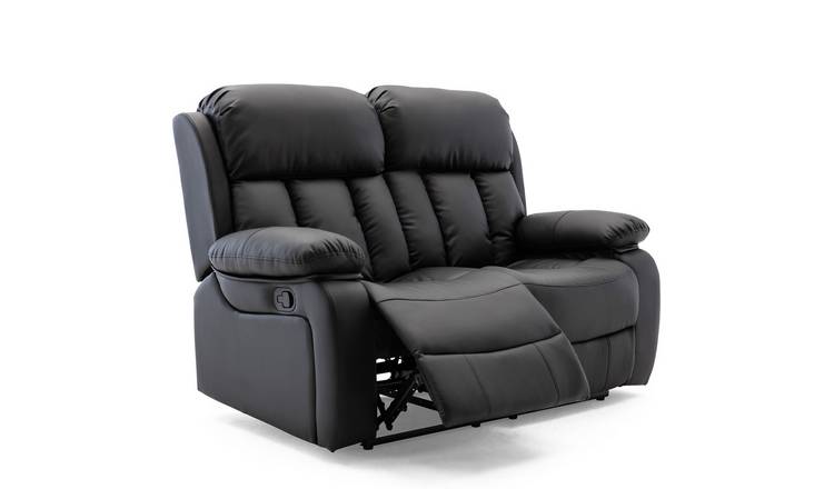 Furniture Online Chester Manual Recliner 2 Seater Leather Sofa – Black