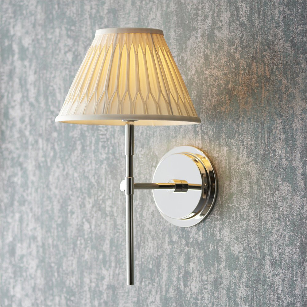 Loops Direct Steel and Fabric Wall Lights - Bright Nickel Plate and Ivory Silk - Image 3