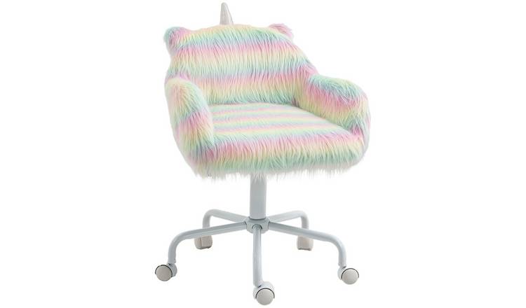 Vinsetto Faux Fur Unicorn Swivel Home Office Chair - White