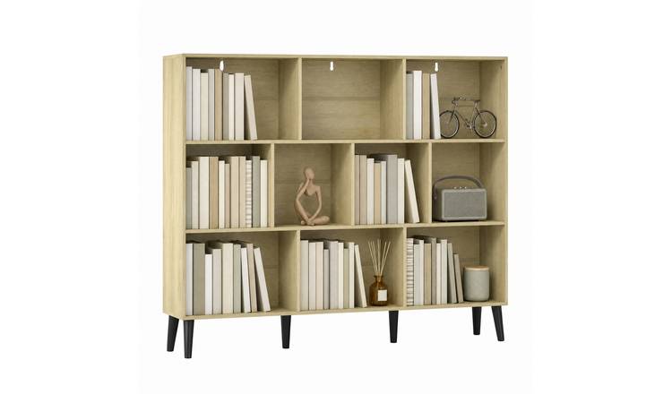 HOMCOM 140 cm Modern Freestanding Book Shelf - Oak