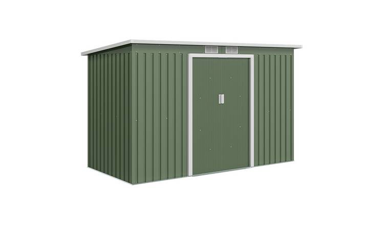 Outsunny Metal Waterproof Garden Shed with Foundation Kit - Green