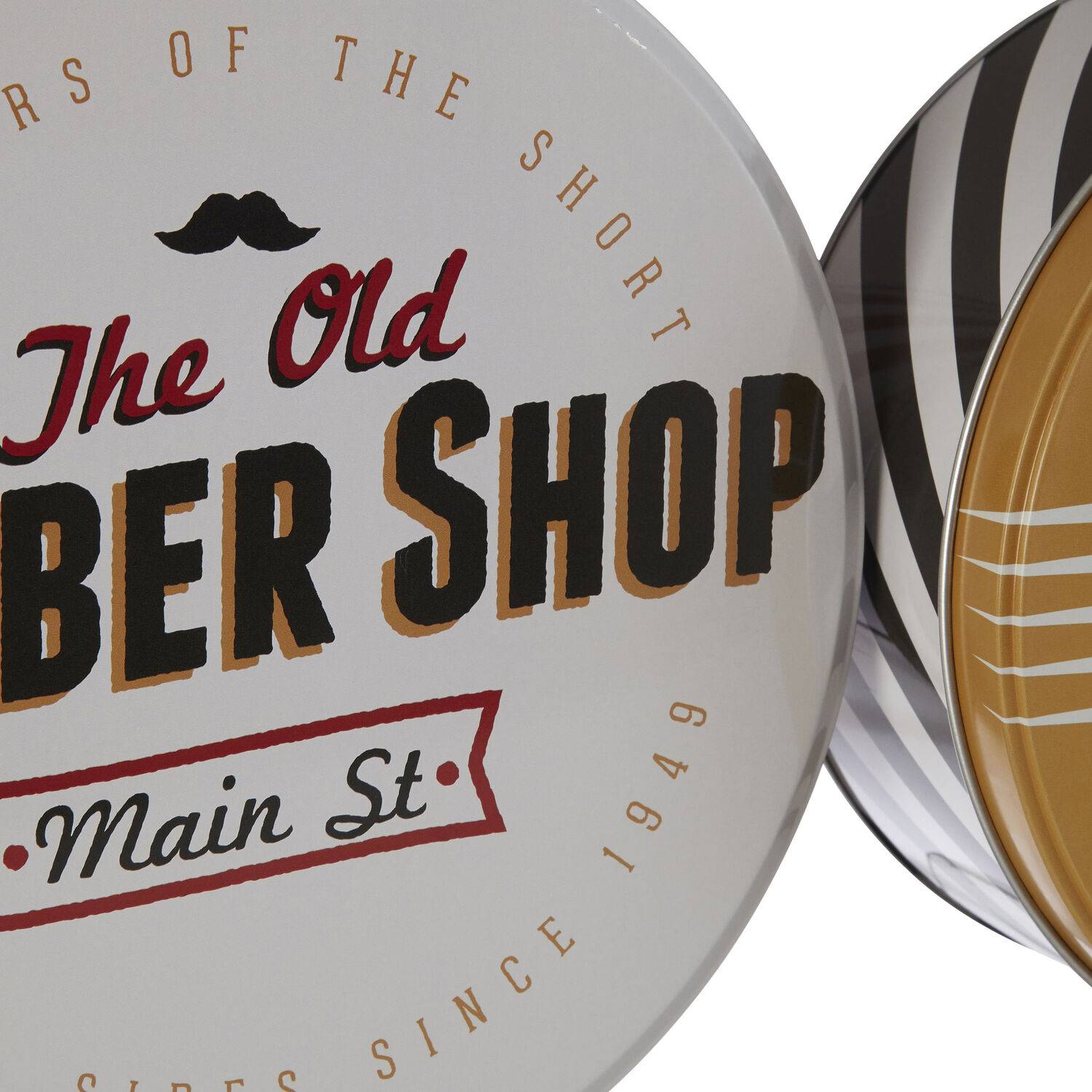 Orsina Paice Set of 2 Barber Shop Storage Tins - Image 3