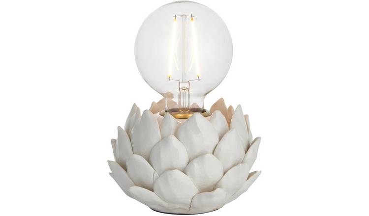 Loops Direct Ceramic and Steel Table Lamp - Oatmeal Crackle Glaze
