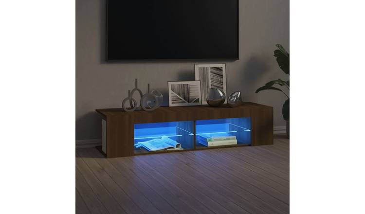 Walplus LED Engineered Wood TV Cabinet - Dark Oak - 135 x 39 x 30 cm