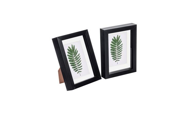 Nicola Spring 3D Box Photo Frames - 5x7" with Mount - Black - Pack of 2