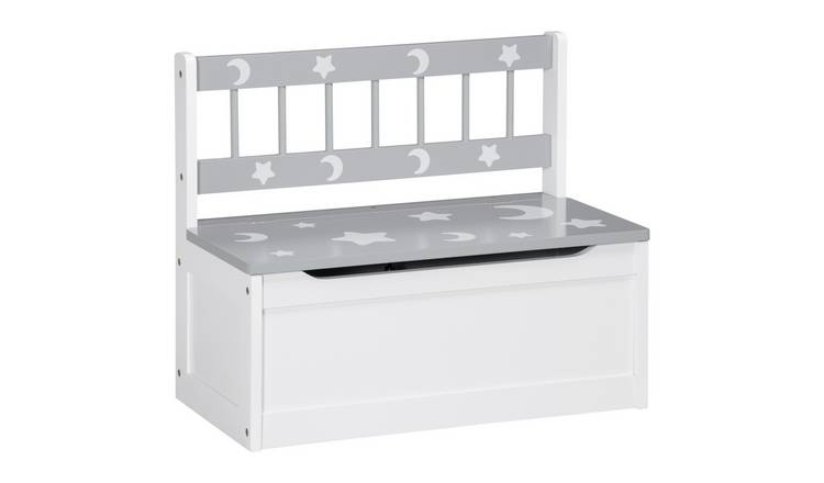 Zonekiz 2 in 1 Wooden Kids Storage Bench Toy Box - Grey