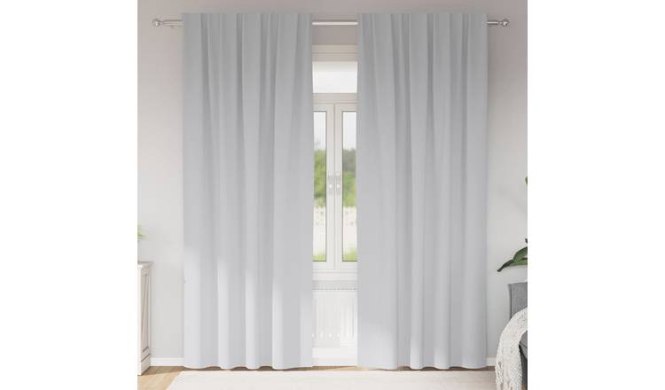 Walplus Set of 2 Ring Top Blackout Curtains - Pale Grey - 245 x 140 cm