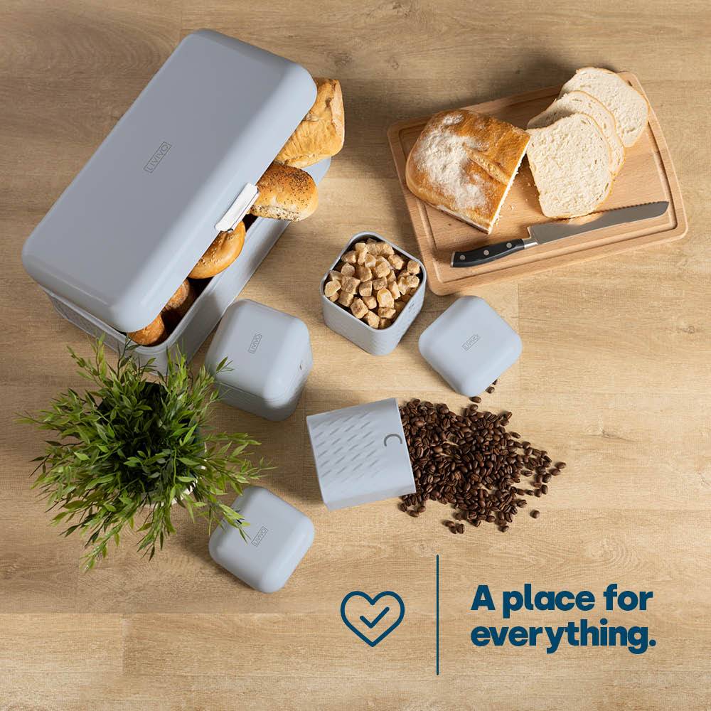 LIVIVO 4 Piece Taurus Bread Bin and Canister Set - Grey - Image 2