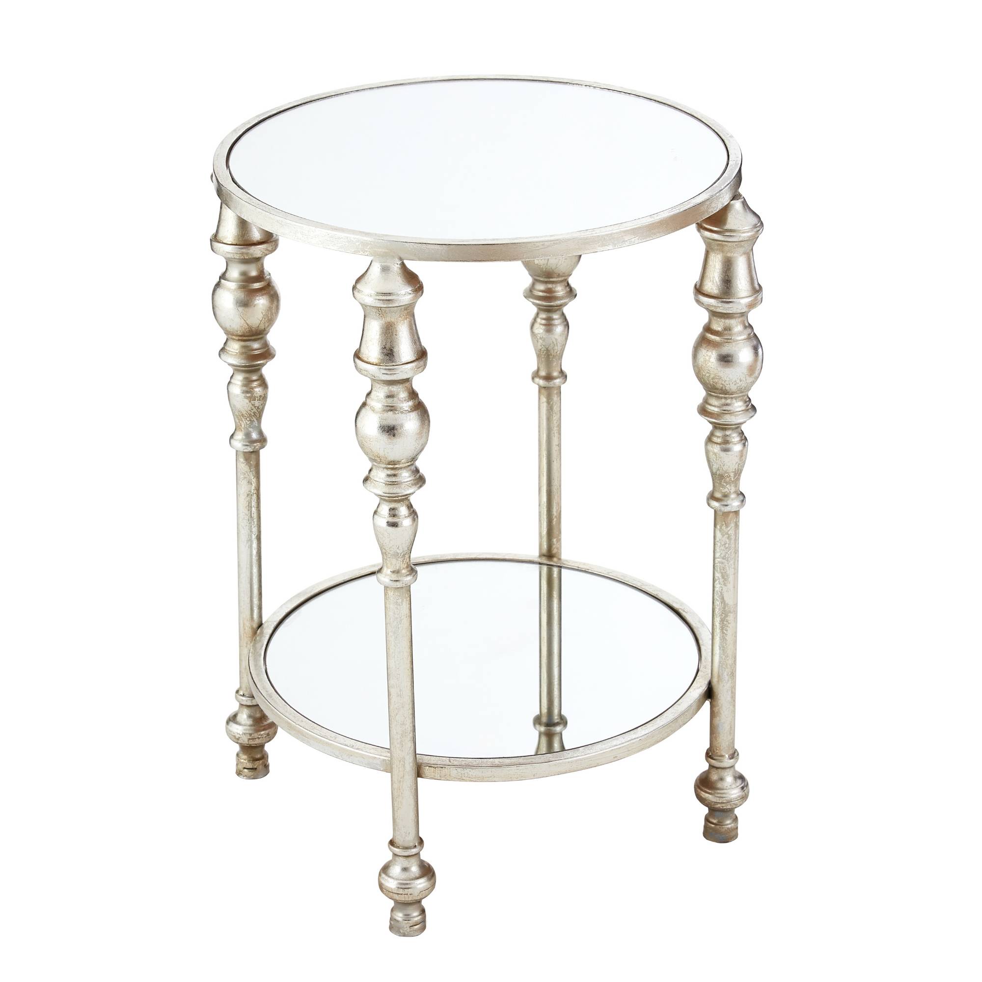 Orsina Marcia Two Tier Mirrored Side Table - Silver - Image 1