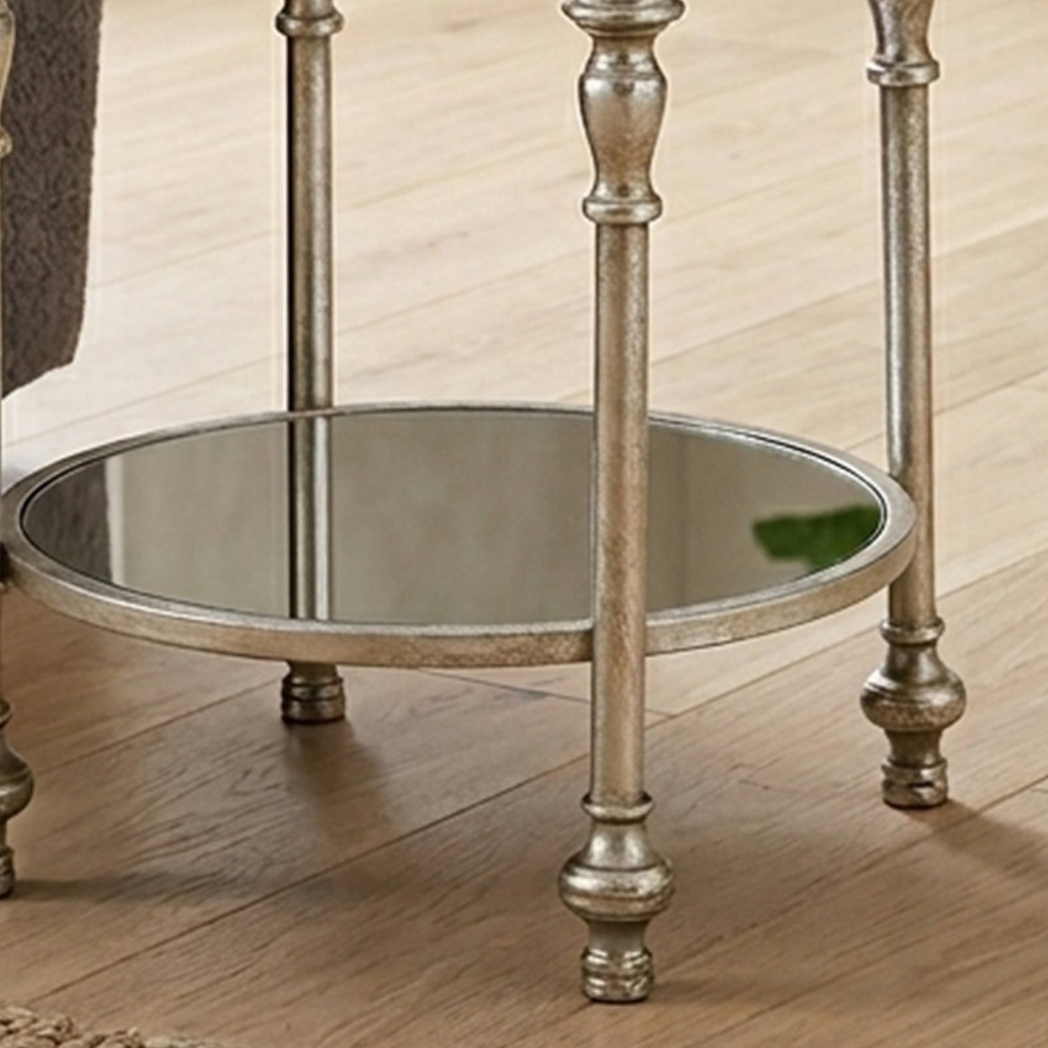 Orsina Marcia Two Tier Mirrored Side Table - Silver - Image 3