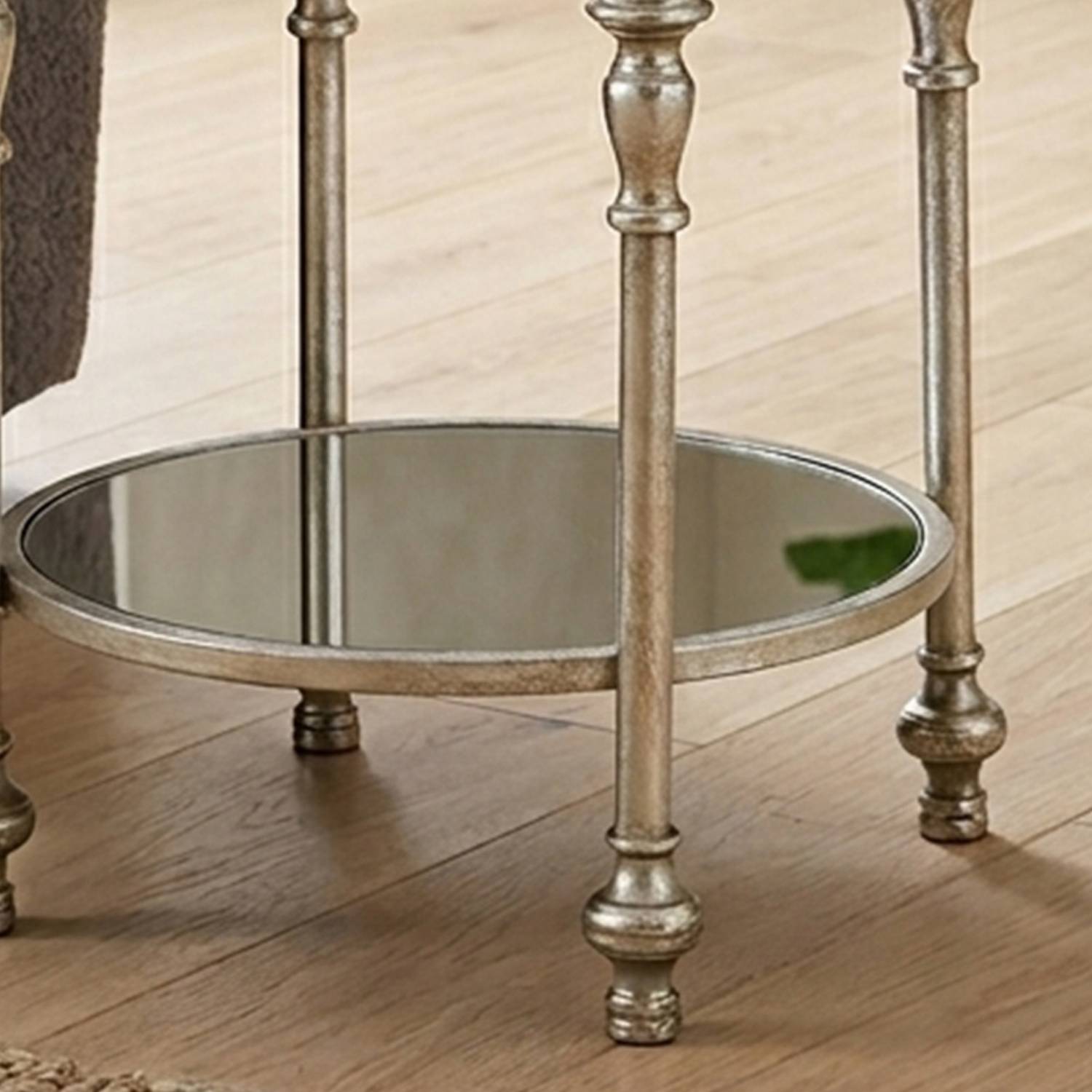 Orsina Marcia Two Tier Mirrored Side Table - Silver - Image 3