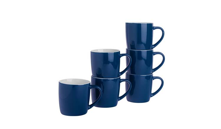 Argon Tableware Coloured Coffee Mugs - 350ml - Navy - Pack of 6