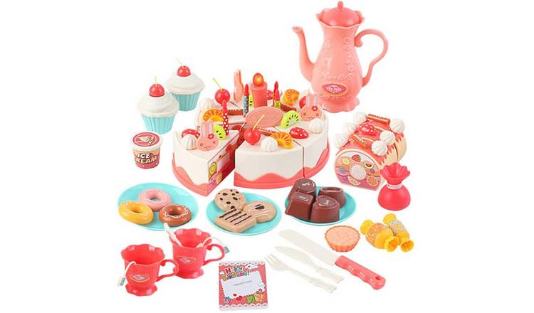 deAO Kids Tea Party Playset With Cake - Pink