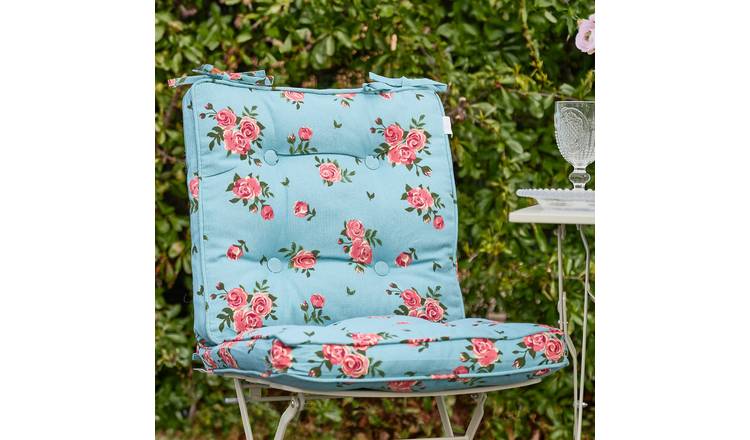 Dibor Set of 2 Floral Box Outdoor Garden Chair Cushion Seat Pads - Blue