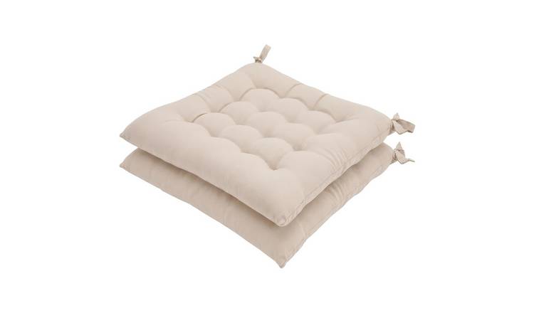 Harbour Housewares Square Seat Pads - 40 x 40cm - Natural - Pack of 2