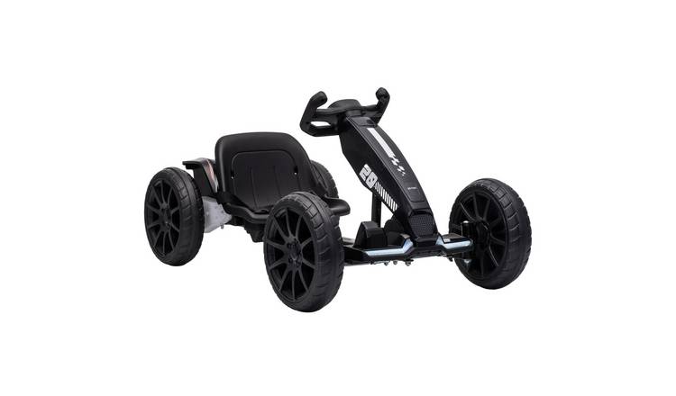 AIYAPLAY 12V Dual Motor Ages 3-6 Adjustable Seat Ride-On Go Kart – Black