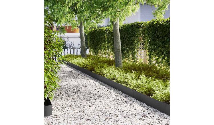 Walplus Pack of 20 Cold Rolled Steel Lawn Edging - Black - 100 x 0.05 x 20 cm