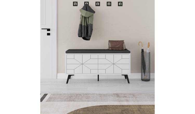 Decortie Dune Particleboard Storage Bench - White