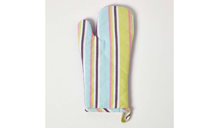 Homescapes Osaka Purple Stripe Cotton Oven Glove - Purple
