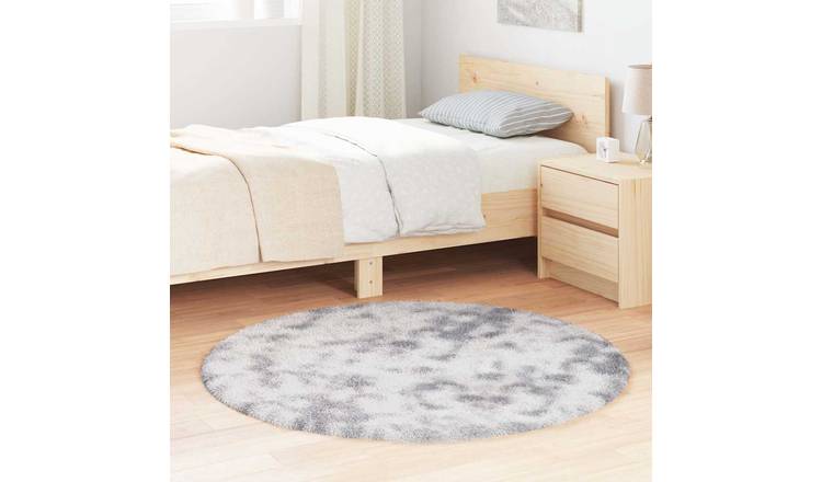 Walplus Navarra Round Polyester Rug - Silver Grey - 120 x 120cm