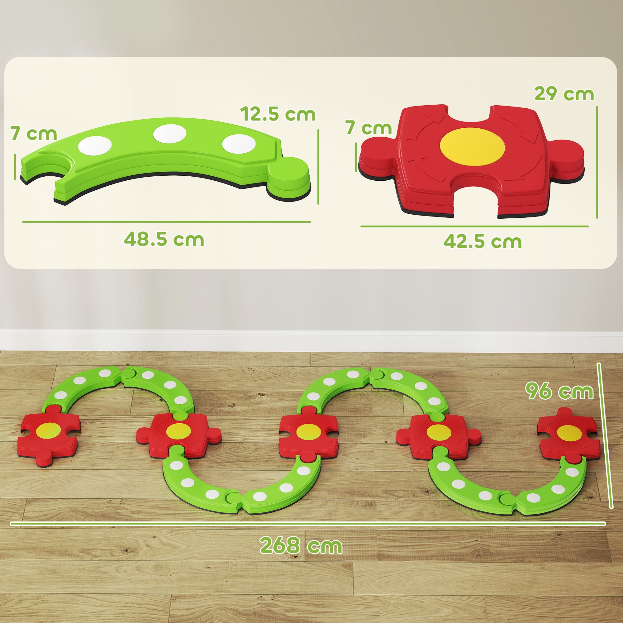 AIYAPLAY 13 Piece Kids NonSlip Textured Outdoor Indoor Stepping Stones - Green - Image 2