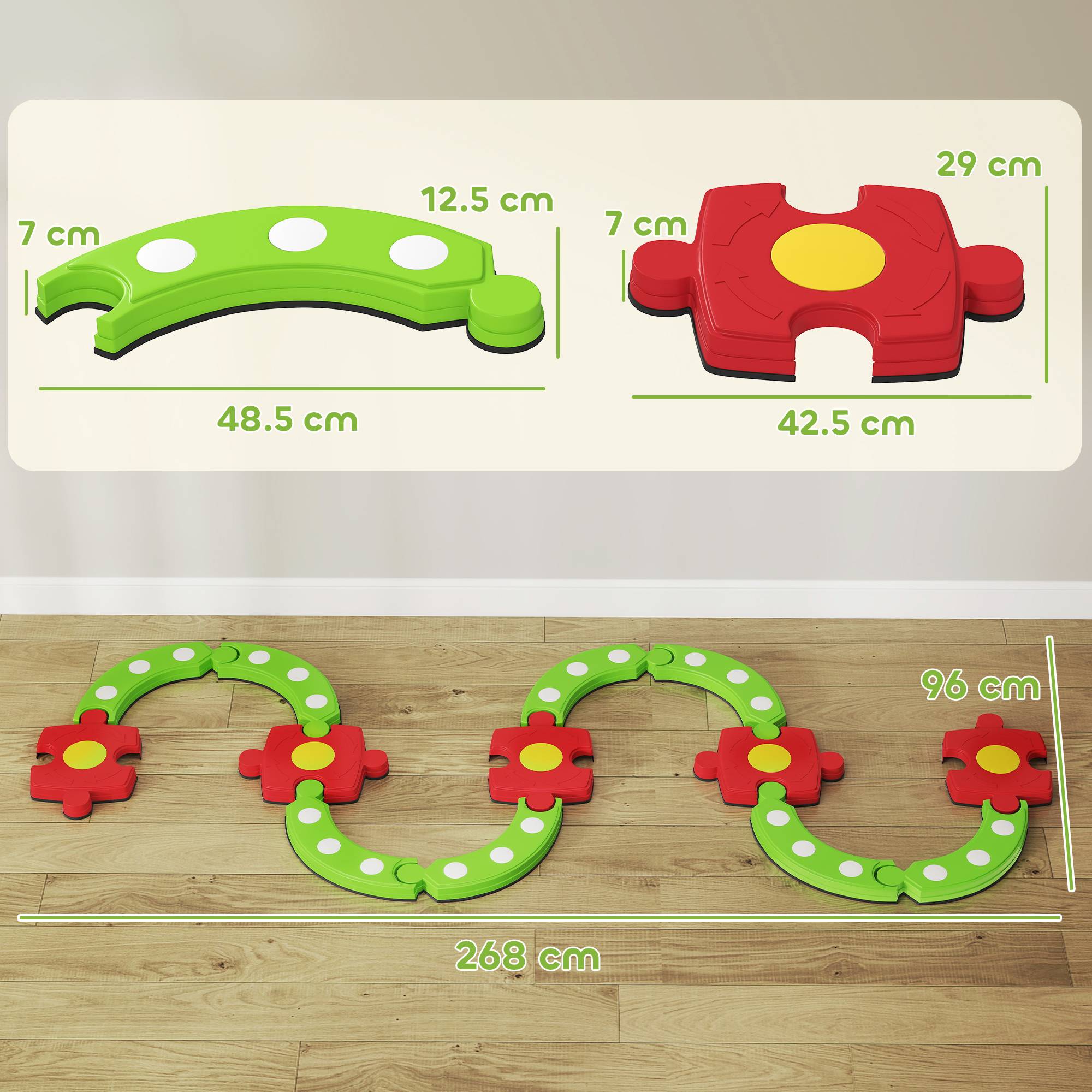 AIYAPLAY 13 Piece Kids NonSlip Textured Outdoor Indoor Stepping Stones - Green - Image 2