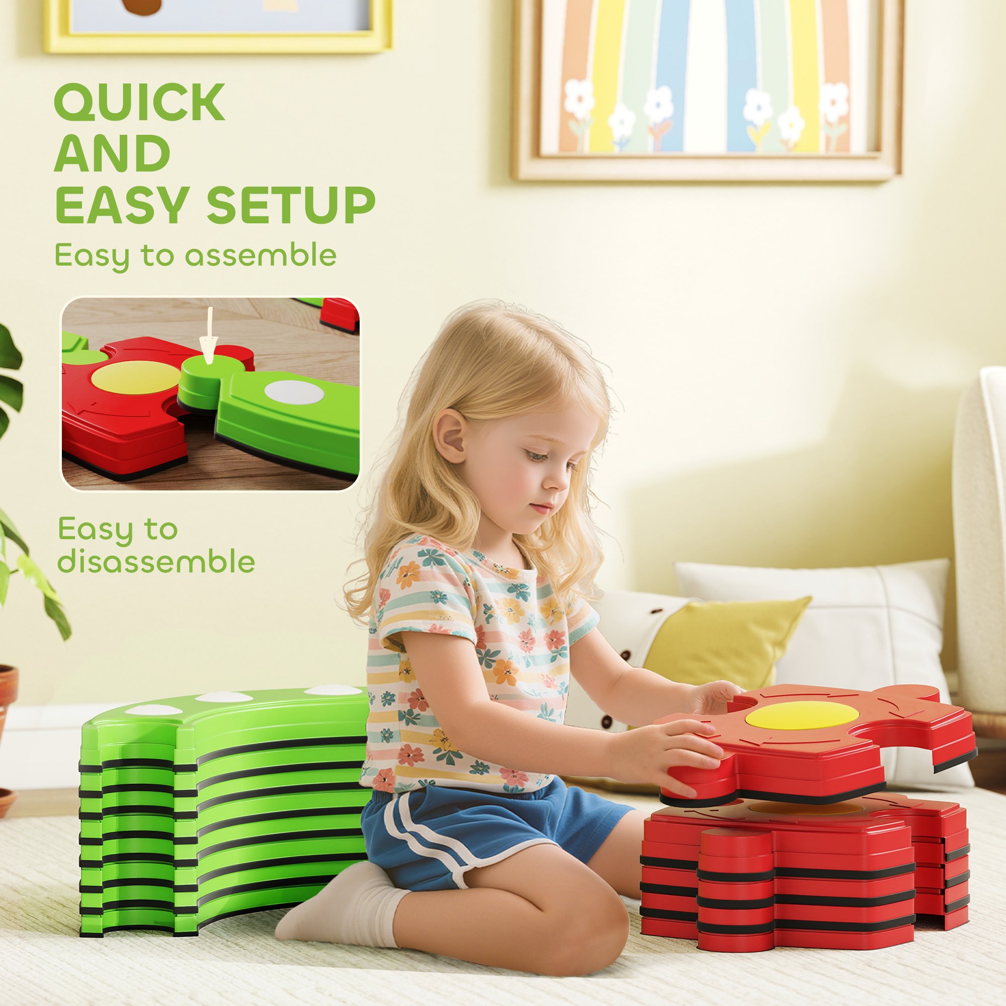 AIYAPLAY 13 Piece Kids NonSlip Textured Outdoor Indoor Stepping Stones - Green - Image 4
