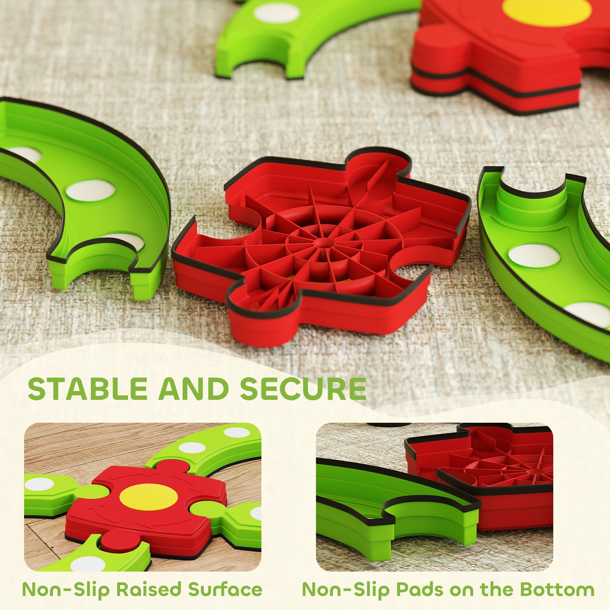 AIYAPLAY 13 Piece Kids NonSlip Textured Outdoor Indoor Stepping Stones - Green - Image 5