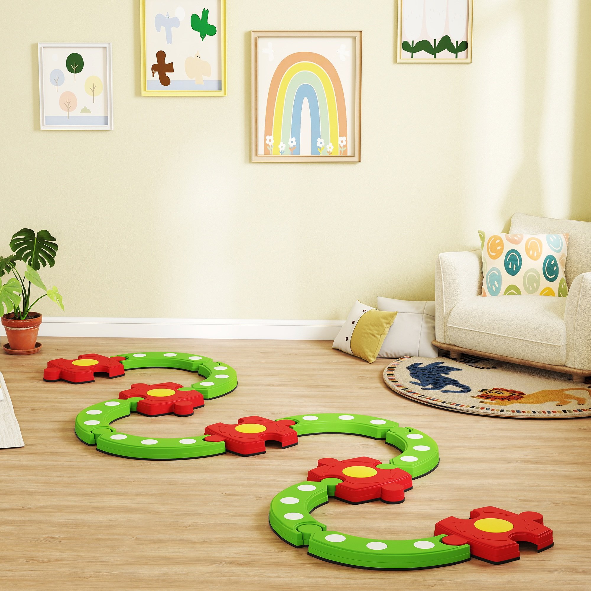 AIYAPLAY 13 Piece Kids NonSlip Textured Outdoor Indoor Stepping Stones - Green - Image 6