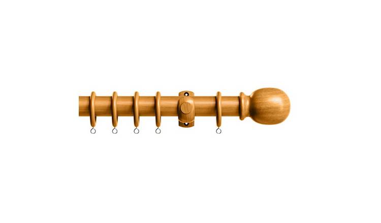 New Edge Blinds 28mm Antique Pine Classic Wooden Curtain Poles Set - 85cm