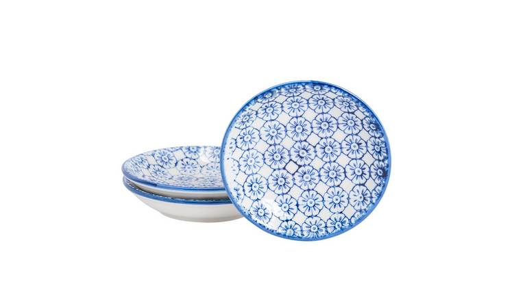Nicola Spring Hand-Printed Sauce Dishes - 10cm - Navy - Pack of 3