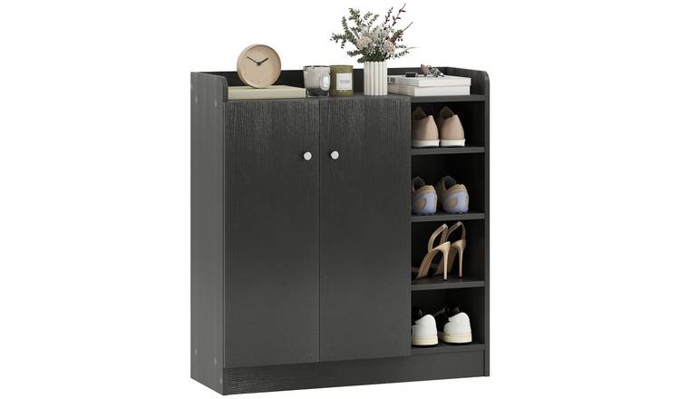 HOMCOM Shoe Storage Cabinet with 4 Shelves - Black