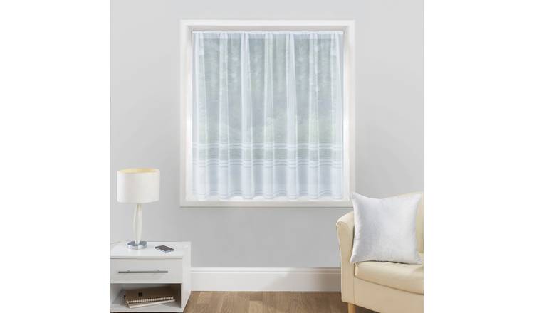 Tyrone Textiles Hudson Pre-Cut Net Curtain Panel - 200 x 91cm - White