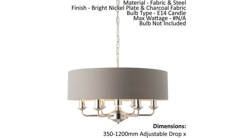 Loops Direct 6-Light Ceiling Pendant Light - Bright Nickel & Charcoal