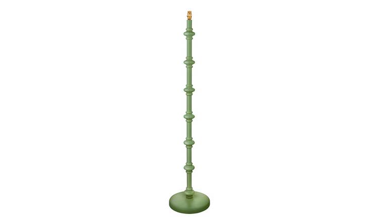 Loops Direct 30cm Wooden Turned Spindle Floor Lamp - Satin Cotswold Green