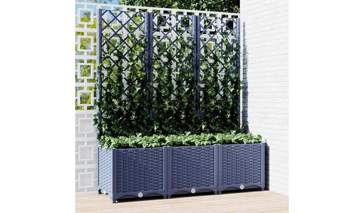 Walplus Polypropylene Garden Planter - Blue Grey - 120 x 40 x 136 cm