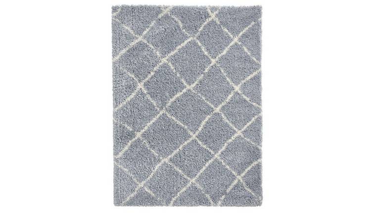 Mega Flooring Grey Shaggy Geometric Rug - 80 x 150cm