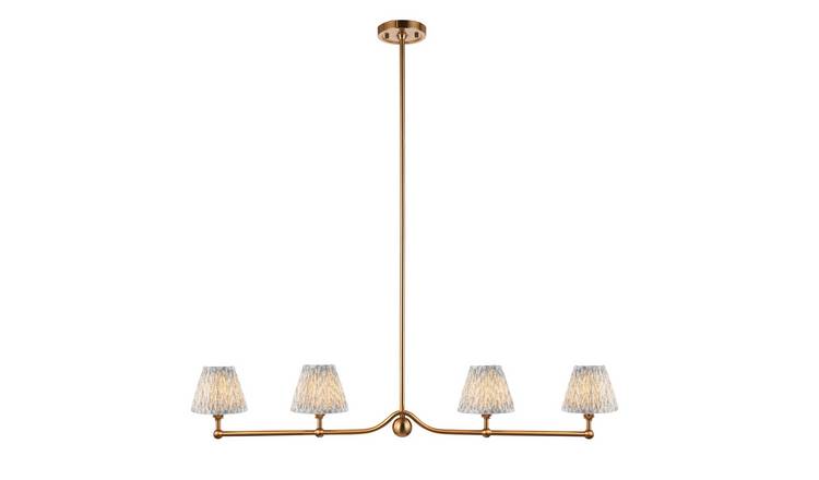Loops Direct 12.7cm Diameter Brushed Aged Brass Pendant Light - Shell Bay Blue