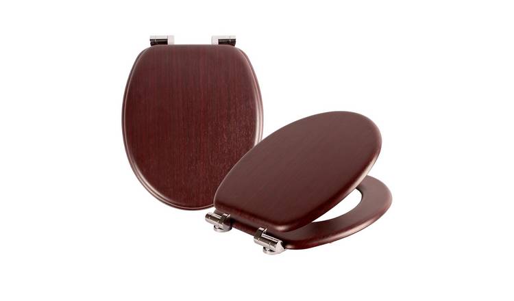 Harbour Housewares Soft Close Wooden Toilet Seats - Mahogany - Pack of 2