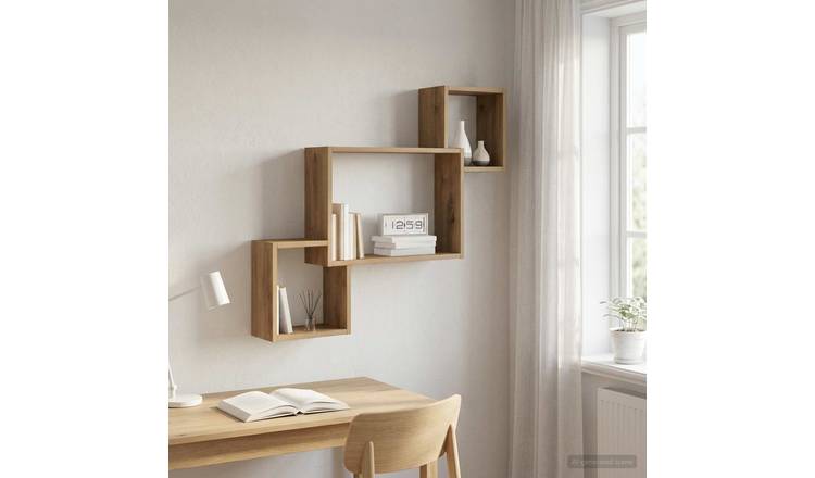 Walplus Engineered Wood Wall Shelf - Oak - 91.5 x 15 x 76 cm