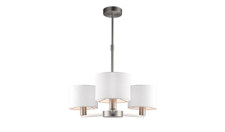 Loops Direct 51cm Diameter Steel Fabric Ceiling Pendant Light - Matt Nickel