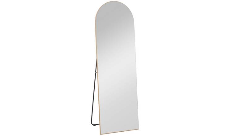 HOMCOM Curved Design Wall Mounted or Leaning Full Length Mirror - Gold
