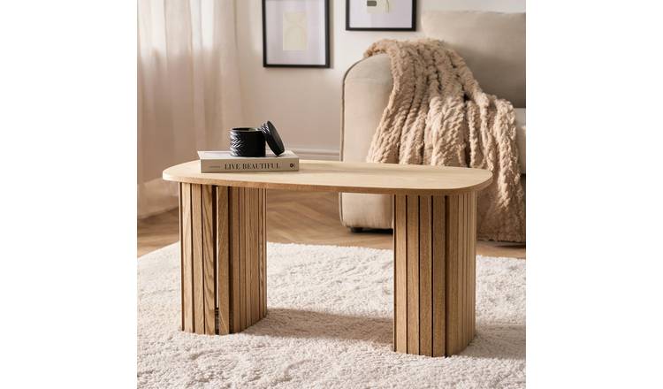 OHS Madison Ribbed Coffee Table - Light Wood