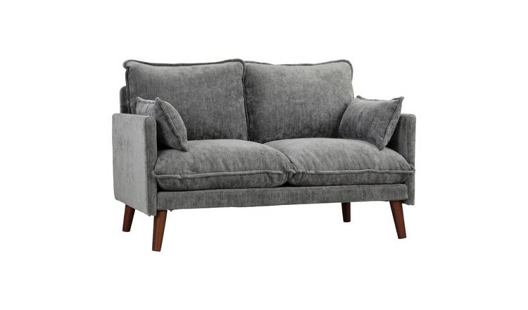 HOMCOM 2 Seater Velvet Modern Sofa with Spring Cushions - Grey