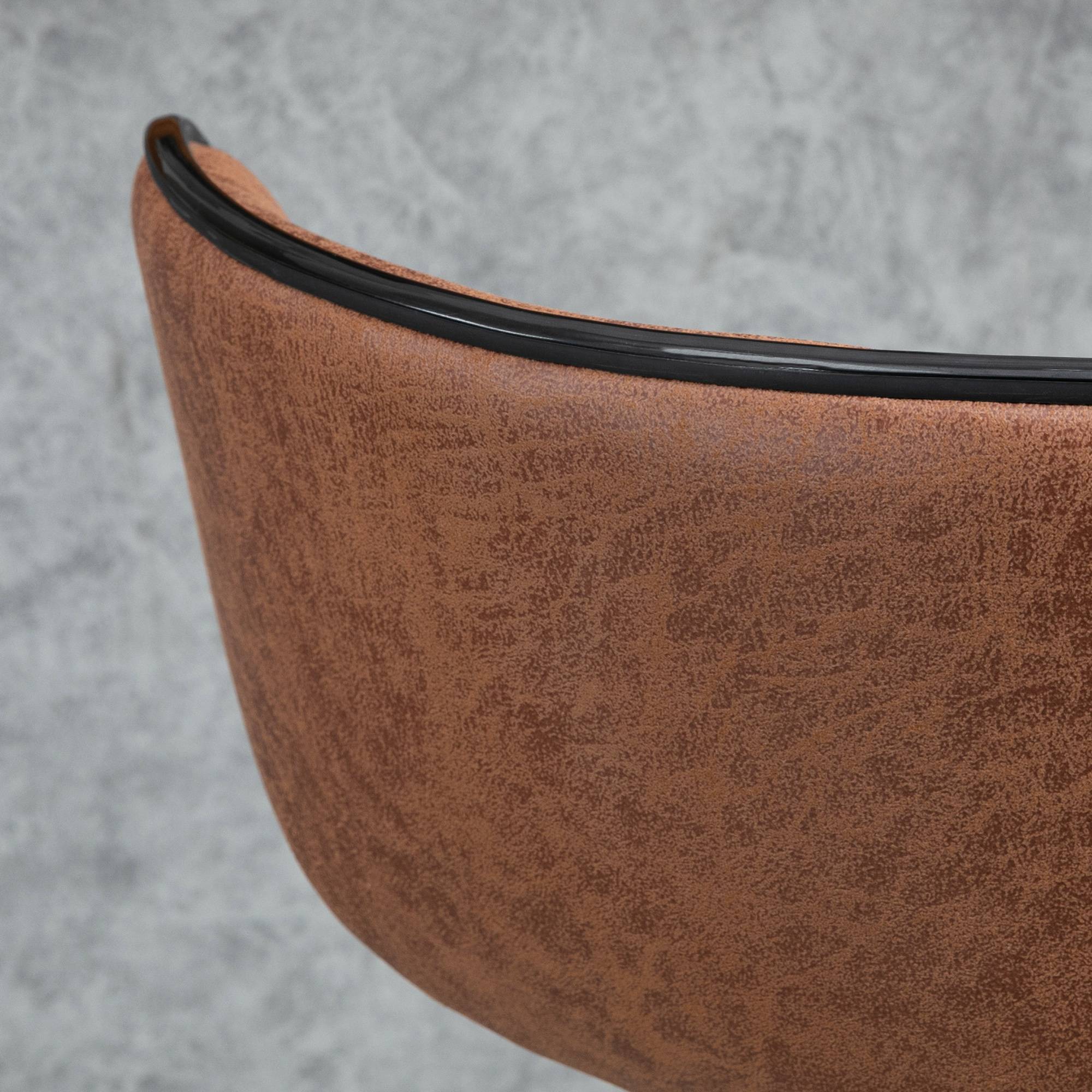 HOMCOM Set of 2 Microfiber Cloth Bar Stool with Swivel Seat - Brown - Image 3