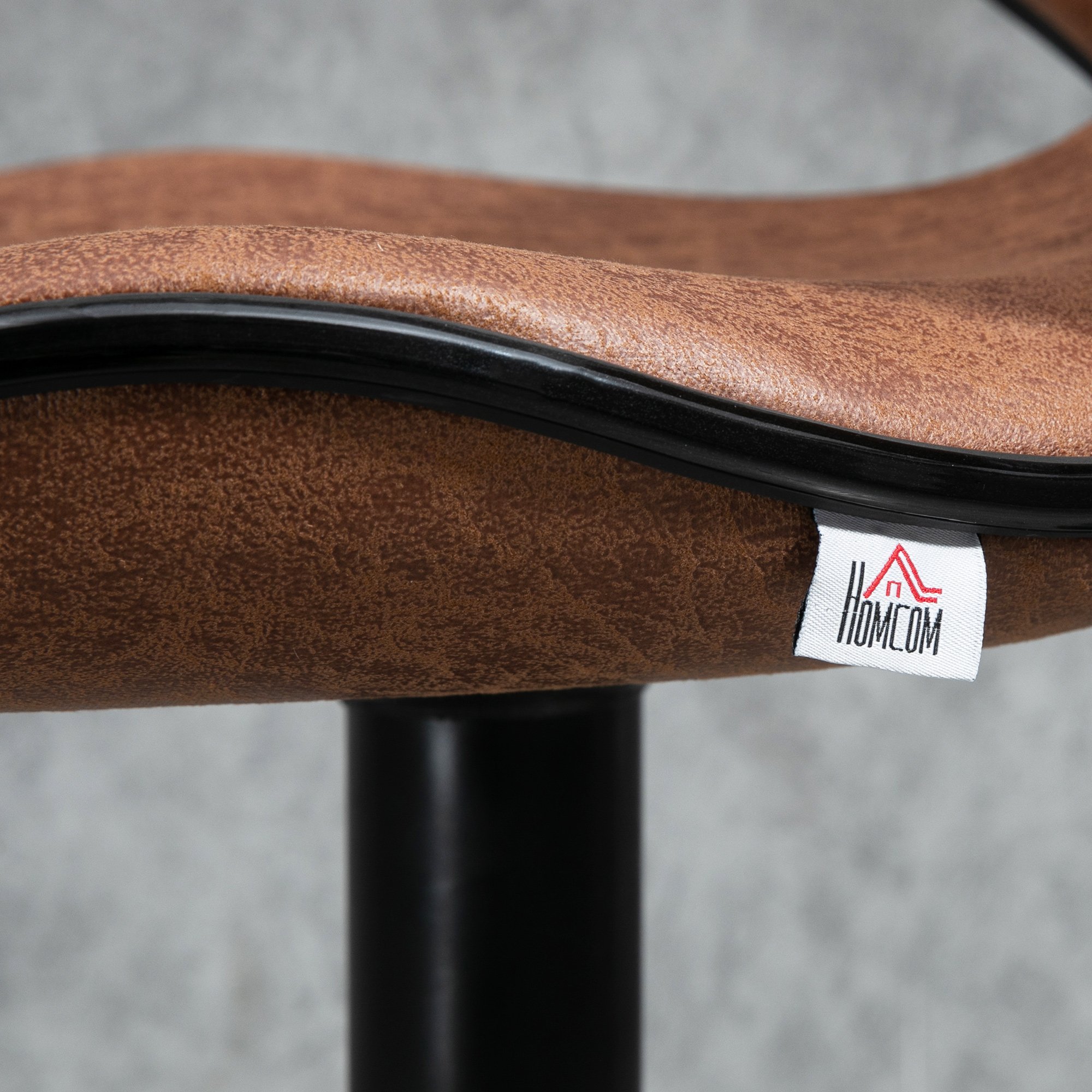 HOMCOM Set of 2 Microfiber Cloth Bar Stool with Swivel Seat - Brown - Image 4