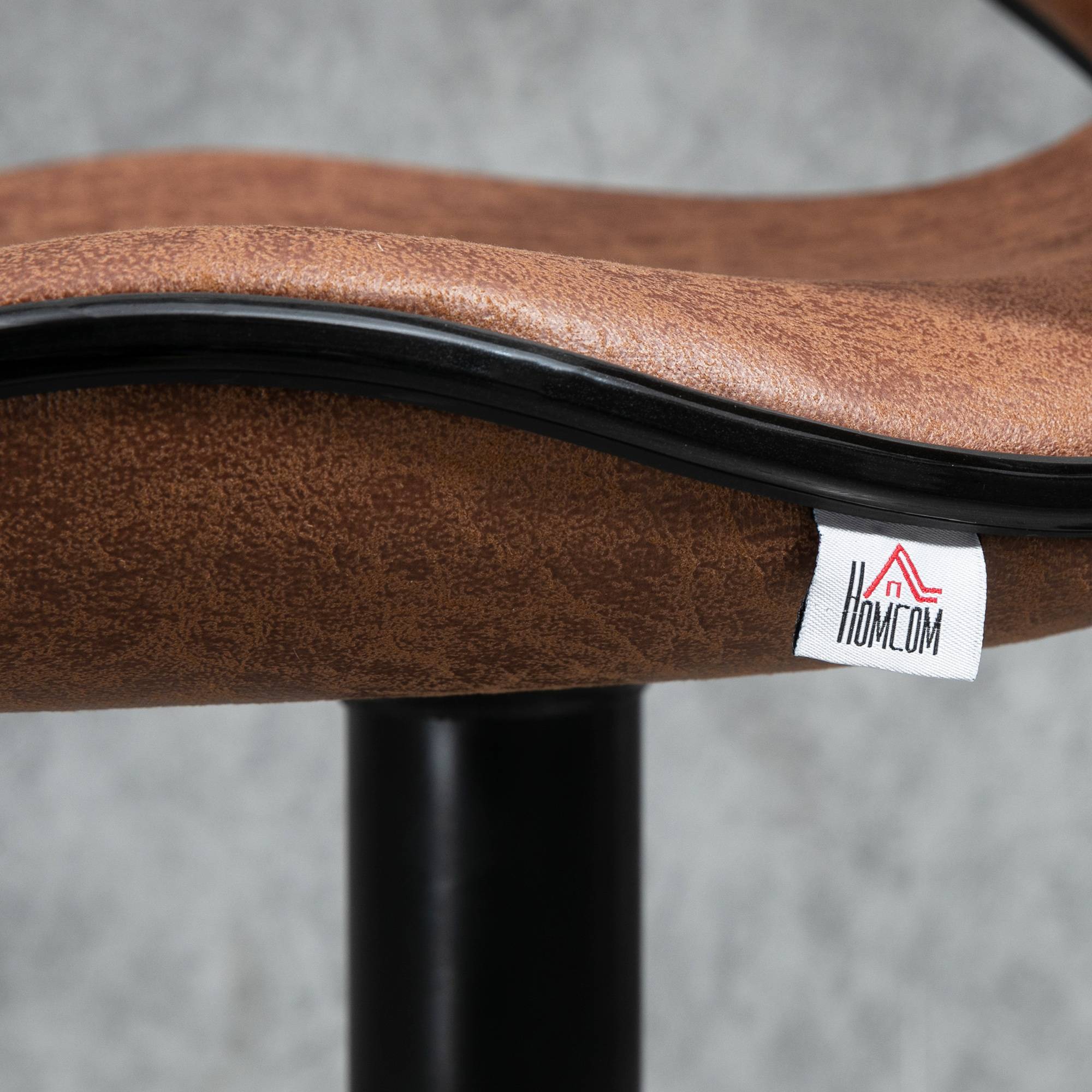 HOMCOM Set of 2 Microfiber Cloth Bar Stool with Swivel Seat - Brown - Image 4