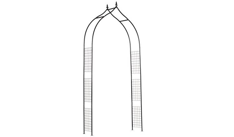 Outsunny Steel Arbor & Trellis Arch Garden Patio Vintage Style - Black