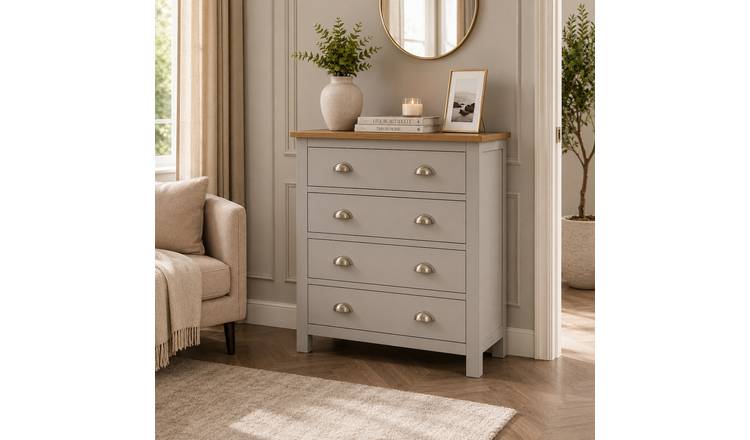 Home Treats Berlin 4 Drawer Chest - Grey & Pine